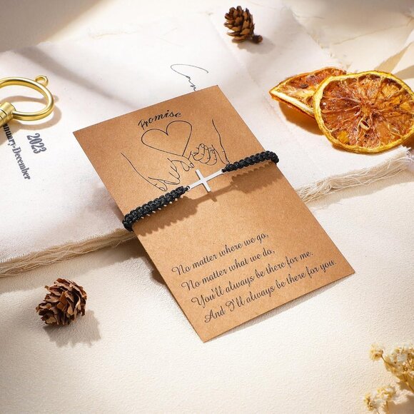 50 Pcs Christian Cross Friendship Bracelets Adjustable Black Nylon for Women Men - Picture 3 of 7